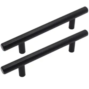 AFIT Matt Black T-Bar Cupboard D Handle - 156x12mm 96mm Centres - Pack of 2