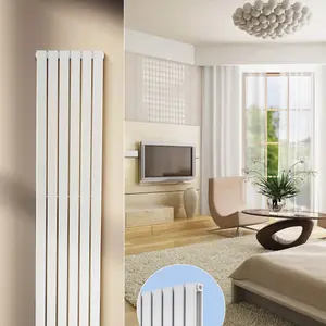 Warmhaus PISCES Flat profile double panel vertical radiator in white 1800 (h) x 366 (w)