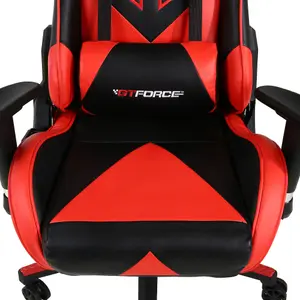 GTForce Pro ST Reclining Sports Racing Gaming Office Desk Pc Car Faux Leather Chair (Red)