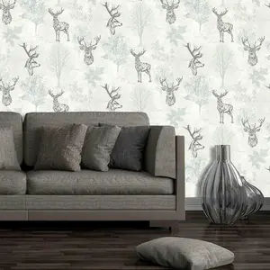 Arthouse Etched Stag Mono Wallpaper