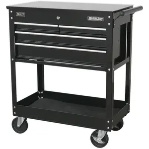 Versatile Heavy Duty Tool and Parts Trolley with Lockable Top - 925 x 440 x 900mm - Black