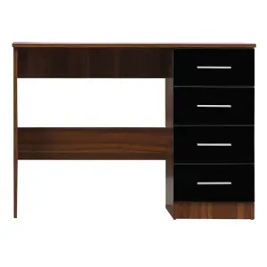 REFLECT 4 Drawer Dressing Table in Gloss Black Drawer Fronts and Walnut Carcass