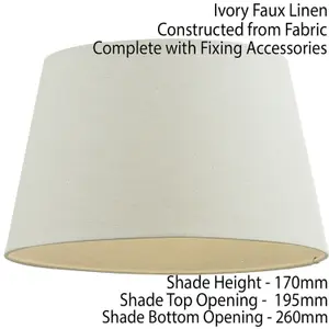 10" Inch Round Tapered Drum Lamp Shade Ivory Linen Fabric Cover Simple Elegant