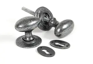 From The Anvil Pewter Oval Mortice/Rim Knob Set