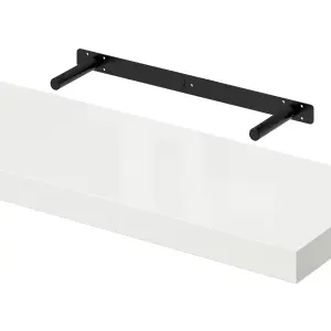 GoodHome Cusko Gloss white Rectangular Floating shelf (L)80cm x (D)23.5cm