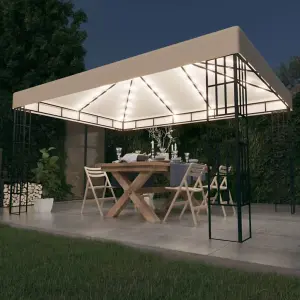 Berkfield Gazebo with LED String Lights 3x4 m Cream