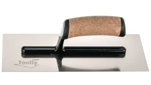 Toolty Stainless Steel Trowel with Cork Handle on Aluminium Foot 280mm for Plastering Rendering Finishing Smoothing DIY