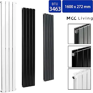 Designer Flat Panel Double Radiator 1600x272 White by MCC