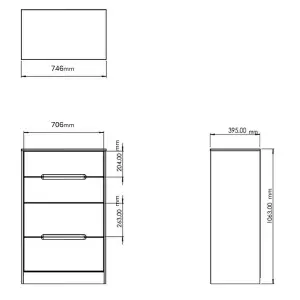 San Jose Ready assembled Indigo & white 4 Drawer Chest (H)1063mm (W)746mm (D)395mm