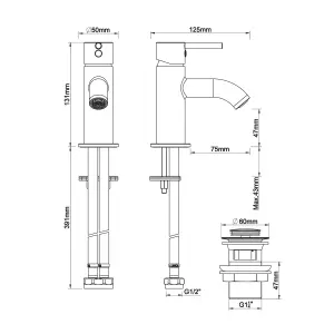 GoodHome Hoffell Mini Basin Mono mixer Tap