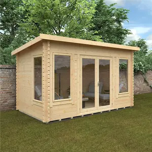 14ft x 8ft (4150mm x 2350mm) Horsforth "The Enfield" 44mm Log Cabin With 4 Opening Windows