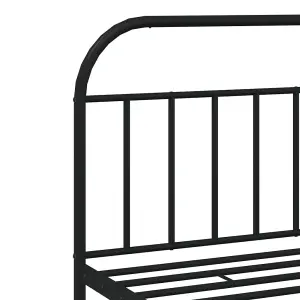 Berkfield Metal Bed Frame with Headboard Black 200x200 cm