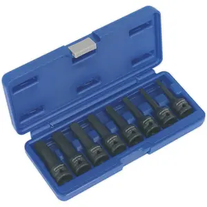 Premium 8 Piece Impact Spline Socket Bit Set - Durable 1/2 Inch Drive in Chromoly Steel