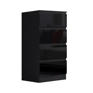 4 Drawer Chest Of Drawers High Gloss Black Bedroom Furniture