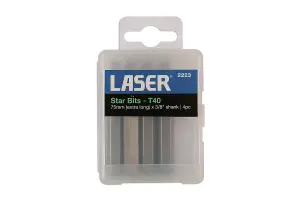 Laser Tools 2223 Long Torx/Star Bit - T40 x 4pc Chrome Vanadium