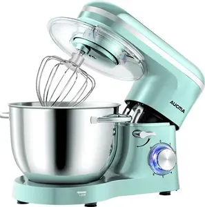 Aucma Stand Mixer, 6.2L Food Mixer, Electric Kitchen Mixer With Bowl, Dough Hook, Wire Whip & Beater (6.2L, Blue)