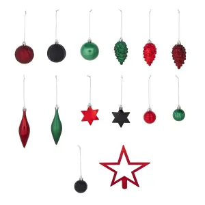 Black, green & red Plastic Hanging decoration set, Pack of 50