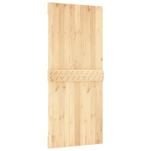 Berkfield Sliding Door with Hardware Set 90x210 cm Solid Wood Pine