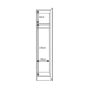 REFLECT 1 Door Plain Wardrobe in Gloss White Door Fronts and Matt White Carcass