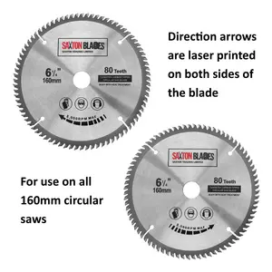 Saxton TCT Circular Saw Blade 160mm x 80 teeth x 20mm Bore & 16mm Ring