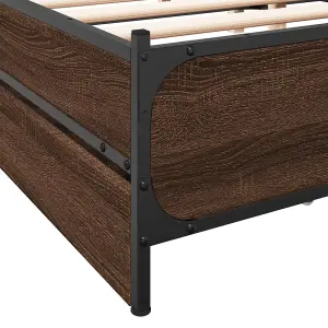 Berkfield Bed Frame with Drawers without Mattress Brown Oak 135x190 cm Double