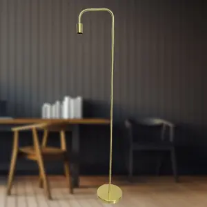 First Choice Lighting Leroy Satin Brass 151cm Exposed Bulb Floor Lamp