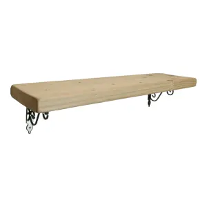 Solid Wood Handmade Rustical Shelf Unprimed 175mm 7 inch with Silver Metal Bracket WOZ Length of 160cm