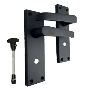 Door Handles Straight Bath Lock Handle - Matt Black 150 x 40mm