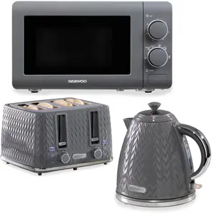 Daewoo Argyle Retro Matching 1.7L Jug Kettle Toaster and Microwave Set 800W 4 Slice