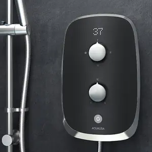 Aqualisa 9.5kw eMotion Midnight Grey Electric Shower Digital Display + Riser