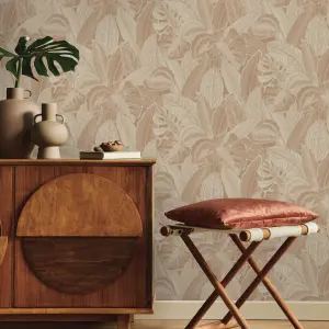 Holden Décor Sketch Palm Terracotta Smooth Wallpaper