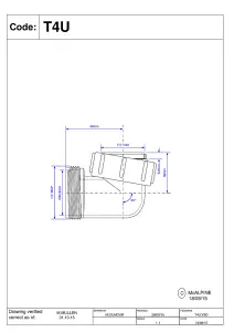 McAlpine T4U 1.5" 90 degree Bend - Female Inlet Nut x BSP Male Connector