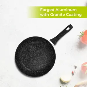 Royalford 22Cm Smart Fry Pan with Durable Granite Coating, Forged Aluminium Non-Stick Frying Pan Induction Hob Egg Omelet Pan