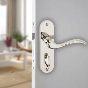 URBNLIVING 150mm Length 8 Pcs Geneva Scroll Metal & Polished Nickel Lever Latch Door Bathroom Handle Set