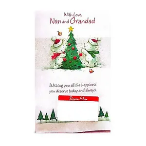 Simon Elvin With Love Nan And Grandad Christmas Card (Pack of 12) White/Green/Red (One Size)