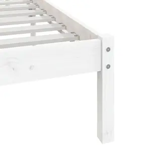 Berkfield Bed Frame White Solid Wood Pine 120x200 cm