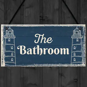 Red Ocean The Bathroom Nautical Theme Bathroom Accessories Sign Shabby Chic Toilet Plaque Home Decor