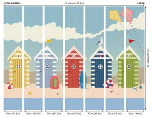 Origin Murals Seaside Beach Huts Matt Smooth Paste the Wall Mural 350cm wide x 280cm high