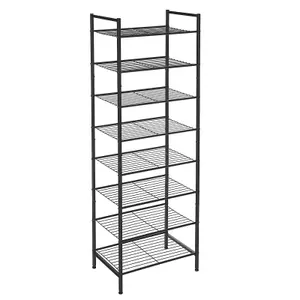 SONGMICS 8-Tier Slim Shoe Rack,Storage Organiser Stand,16-24 Pairs of Shoes,Space-Saving with Large Capacity,Vertical Metal Shelf