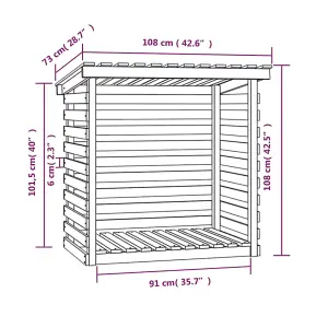 Berkfield Firewood Rack White 108x73x108 cm Solid Wood Pine