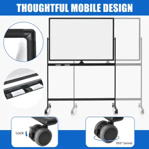 Costway Portable Double-Sided Magnetic Mobile Whiteboard Adjustable Rolling Erase Board