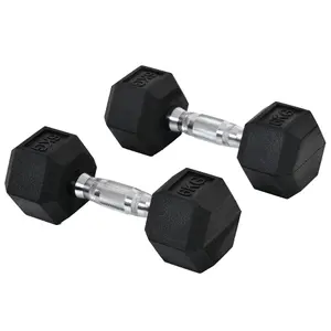 HOMCOM Hexagonal Dumbbells Kit Weight Lifting Exercise for Home Fitness 2x6kg