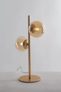 Luminosa Honey Table Lamp, Brass Satin With Champagne Diffusers, G9