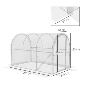 Outsunny 3 x 2 x 2m Polytunnel Greenhouse with Door, Galvanised Steel Frame