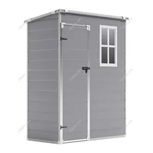 152cm W Grey Plastic Outdoor Garden Storage Shed with Window and Lockable Door