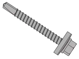 ForgeFix TFHW16SD5525L TechFast Roofing Sheet to Steel Hex Screw & Washer No.3 Tip 5.5 x 25mm Box 100 FORTFHW5525L