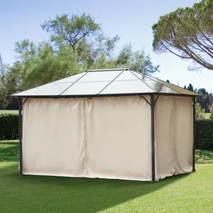 Outsunny 3 x 4(m) Universal Gazebo Replacement Sidewall Set w/ 4 Panels, Beige