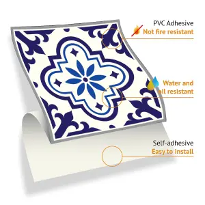 24 Pieces 15x15cm Spanish & Moroccan Blue Tile Stickers