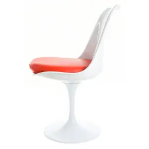 White Tulip Dining Chair with Red PU Cushion