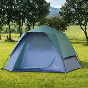 Outsunny 3-4 Person Pop-Up Camping Tent Hiking - Olive Green | Robert Dyas